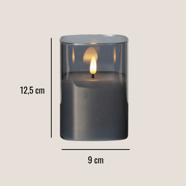 Battery Candle Amber Silver