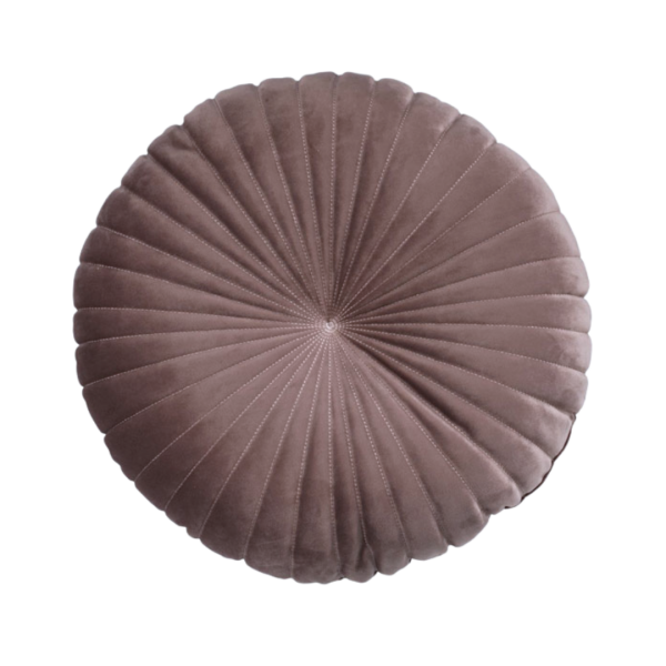 Decorative Round Cushion, Velvet brown